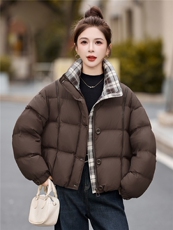 2025年冬季常规无帽立领双拉链90白鸭绒羽绒服，女装羽绒服，艾尚靓装