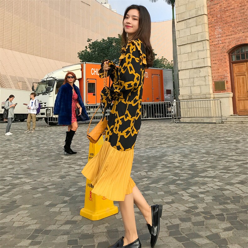 现货8511B-89032020秋季新款中长款连衣裙,女装连衣裙,惟卡贝娜