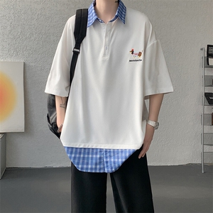 现货 T1012-P30特 控60 大码假两件短袖刺绣腊肠狗T恤图片
