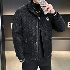 贴标花纹立领皮羽绒服男休闲保暖上衣外套A329-YR9873-P185，男装羽绒服，电商A329