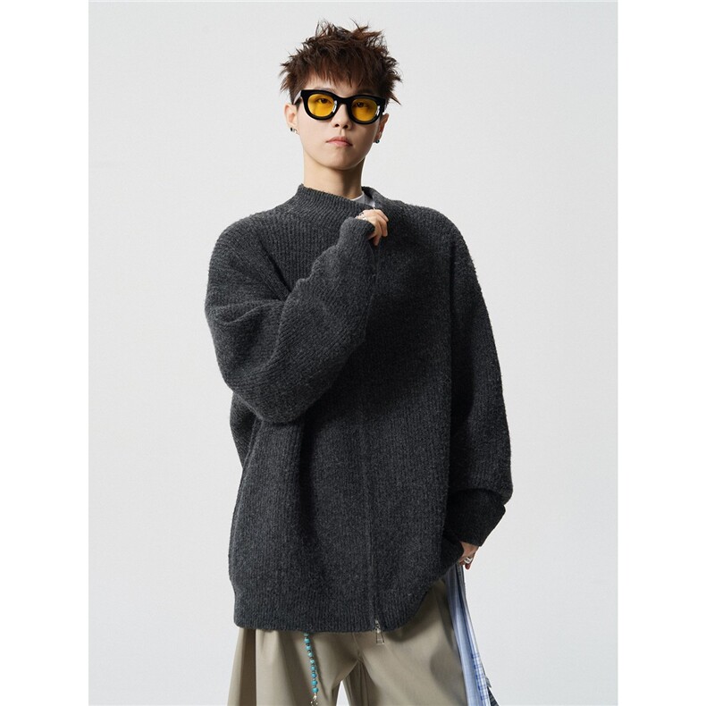 8803-P582025年冬季新款休闲毛衣男士时尚立领长袖宽松针织开衫，男装针织衫/毛衣，电商A113