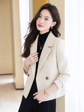 2025秋装新款气质百搭小个子短款羊毛呢西装外套女，女装短外套，时尚风爆
