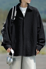 8XL-M泡泡纱盐缩肌理长袖衬衫男夏季冰丝外套防晒衬衣CS29007P40，男装衬衫，电商B312