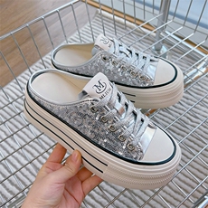 真皮包头拖鞋女2024夏季新款平底半拖女休闲时尚凉拖外穿增高女鞋，女鞋拖鞋，电商A223