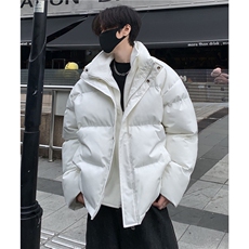 高级感白色羽绒棉服男冬季立领假两件棉衣痞帅炸街外套潮棉袄p98，男装棉衣，电商C307