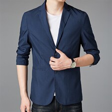 D1922男士2022春季新款长袖西服休闲外套薄款单西修身小西装P135,坡跟单鞋女士适合搭配什么服装图片