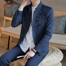 中山装西服套装男唐装西装两件套刺绣风外套A334-TZ209-P150，男装民族服装，电商B339(原A334）