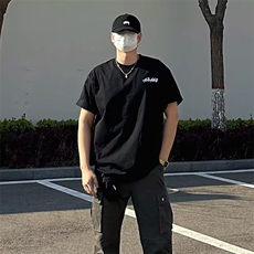 万针全刺绣工艺抖音得物高品质260克重磅纯棉双纱美式高街短袖T恤，男装T恤，电商A486