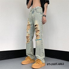 美式高街小众夏季破洞牛仔裤货号K726P60，男装牛仔裤，电商A063