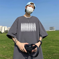 240G重磅美式印花纯棉大码宽松休闲短袖T恤T329-P25控38，男装T恤，电商B219A