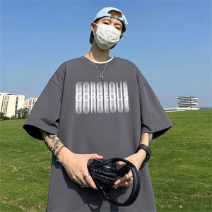 240G重磅美式印花纯棉大码宽松休闲短袖T恤 T329-P25控38图片