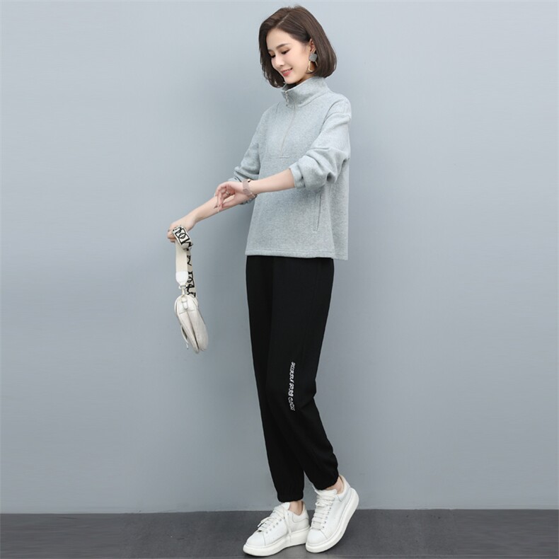 长期现货，运动套装女新款秋装休闲时尚春秋卫衣洋气减龄两件套,女装卫衣/绒衫,涵誉