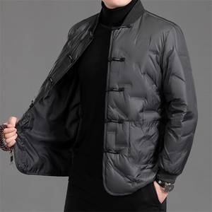 MJ-7870冬男士长袖休闲羽绒外套白鸭绒中老年爸爸唐装风P135图片