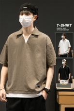 冰氧仿棉短袖个性灰墙体恤休闲百搭纯色POLO衫男上衣TC3143-P35，男装T恤，星座717