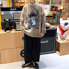 1港风圆领中性情侣潮流大码M-5XL印花加厚毛衣男7750P55加绒P70，男装针织衫/毛衣，星座226-2