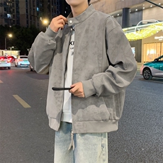 2025秋季新款现货绒感雾花皮衣男立领夹克外套DSA157B-J2550-P85，男装夹克，电商A157B