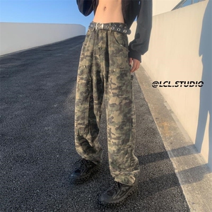 直筒裤原宿迷彩休闲裤男女  美式高街潮牌长裤NK083-P50图片
