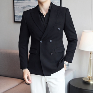 26做货男士休闲西装修身韩版西服双排扣外套小西装上衣DX6030P165图片