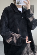 美式复古雪尼尔polo领卫衣大码设计重磅翻领外套LW609特P45加绒55，女装短外套，电商B215