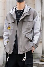 男装夹克春季新款潮流连帽拼色上衣外套韩版潮外衫DS324TP95，男装夹克，电商A102