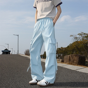 8XL-M 工装裤男冰丝垂感降落伞速干休闲阔腿美式运动裤夏K9134P48图片