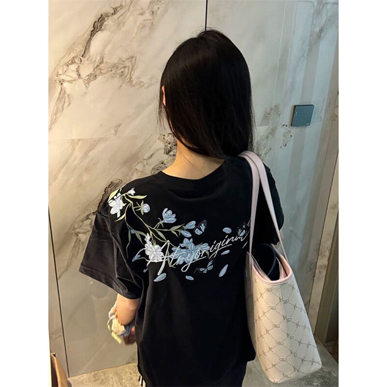 万针全刺绣解构设计260克重磅双纱纯棉高品质美式高街短袖T恤特35,男装T恤,电商A486-1