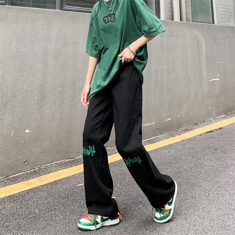 牛仔裤潮牌ins复古水洗情侣宽松直筒长裤男女N0188-P43,男装牛仔裤,星座308B-1