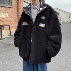 2023新款两面穿羊羔毛外套男秋冬季设计感oversize棉服W6627-P85，男装棉衣，星座512-2