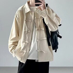 新中式风长袖衬衫男大码宽松休闲汉服唐装外套J215-P50