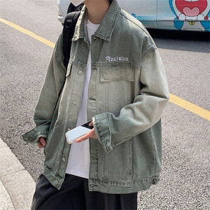 A755-P64 美式复古情侣牛仔外套春秋新款潮牌渐变宽松工装夹克男图片