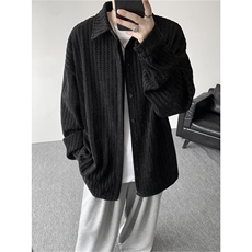 8XL-M鱼骨纹小香风衬衫男生春秋衬衣宽松慵懒垂感外套CS29009P45，男装衬衫，电商B312