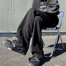 黑色牛仔裤男秋冬潮牌痞帅江浙沪穿搭裤子美式高街直筒阔腿微喇裤，男装牛仔裤，星座601-2