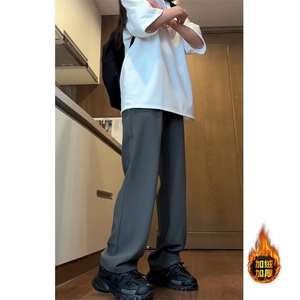 加绒加厚西裤男女秋冬季阔腿直筒宽松休闲裤垂感西装裤K2666/P54图片