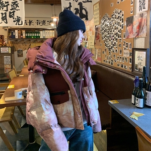 独特超好看撞色短款连帽工装派克羽绒服女冬2024新款小众设计外套图片