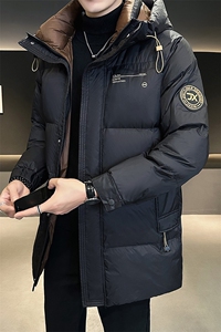 标50-396-M-4XL-P225 成衣 中长款连帽羽绒服男外套图片