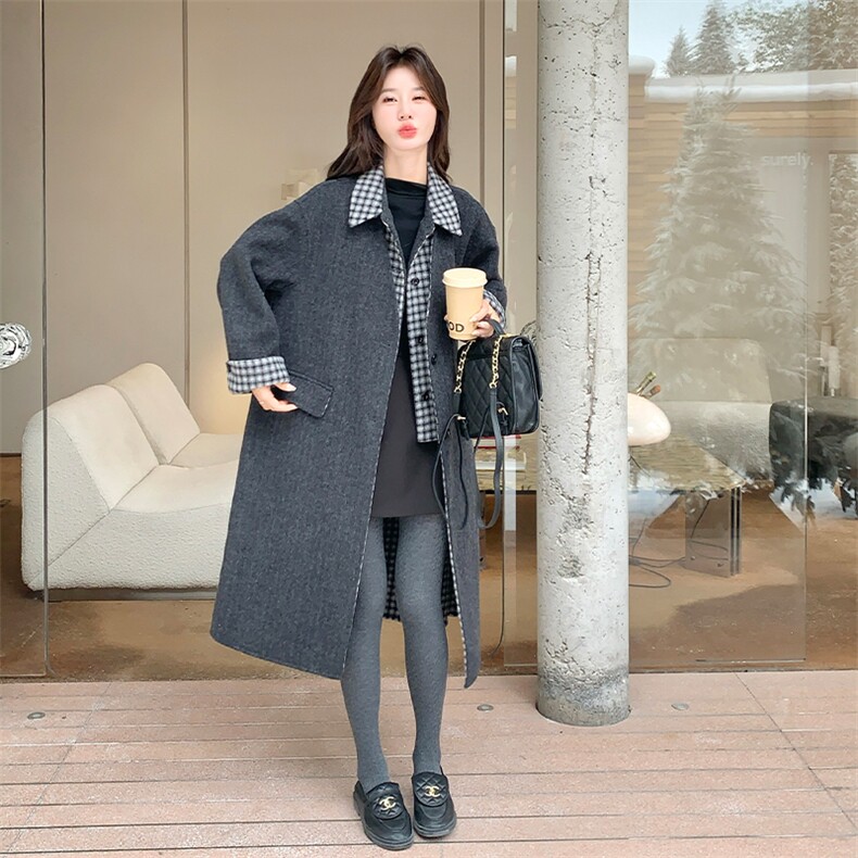 新款格子毛呢外套羽绒内胆762-P285-K398,女装毛呢外套,2C108