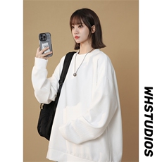 W107/P35春装新款现货中性风卫衣男T恤潮流宽松圆领大码休闲外套，女装T恤，电商基地A050