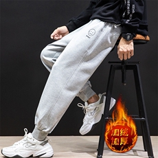K12072-P40加绒P50束脚纯棉运动裤男士休闲裤大码宽松卫裤男，男装休闲裤，电商A040A
