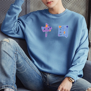 2026春秋新款青少年休闲印花卫衣潮流学生套头班服男F085-P16图片