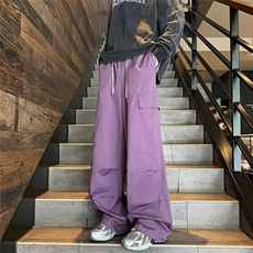 春秋季大口袋伞兵工装裤男美式复古机能宽松休闲阔腿裤子A643/P45，男装休闲裤，星座506