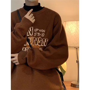 美式街头设计感圆领毛衣男慵懒风休闲针织衫M5551P46图片