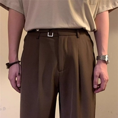 青少年2025夏季美式复古宽松直简休闲裤学院风百搭阔腿西裤长裤男，男装西裤，星座506A