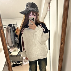 抖音得物高品质美式高街重磅结构织带拼接撞色立领卫衣外套CM41，女装短外套，电商A486-1