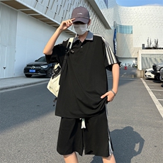 夏季新款现货主推大码港风情侣冰丝宽松日系休闲套装男S19P65，男装休闲套装，电商B226-2（原B217-2）