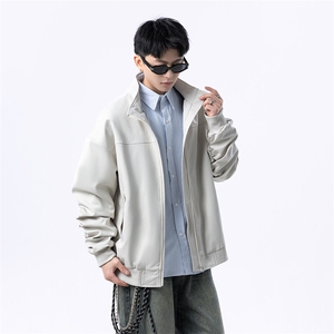 港风美式日系褶皱设计感立领夹克外套男潮 XZ213-JK1234-P88控108图片