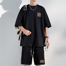 2024夏季新款光影墙大码菠萝格短袖T恤套装M-5XHQ23462-特P45，男装T恤，电商A022
