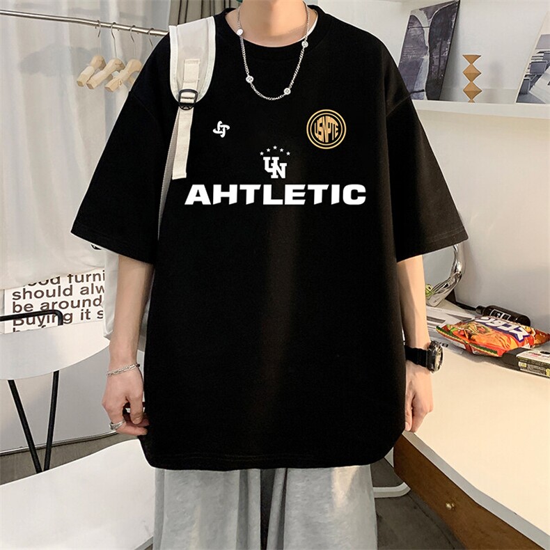 抖音得物二开现货220克夏装重磅美式高街宽松短袖t恤MT184,男装T恤,电商A486-1