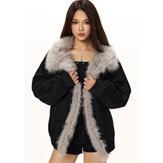 现货重磅硬挺boxy羽绒棉衣座山雕大毛毛领洗水麂皮棉服冬外套，男装棉衣，电商A486-1