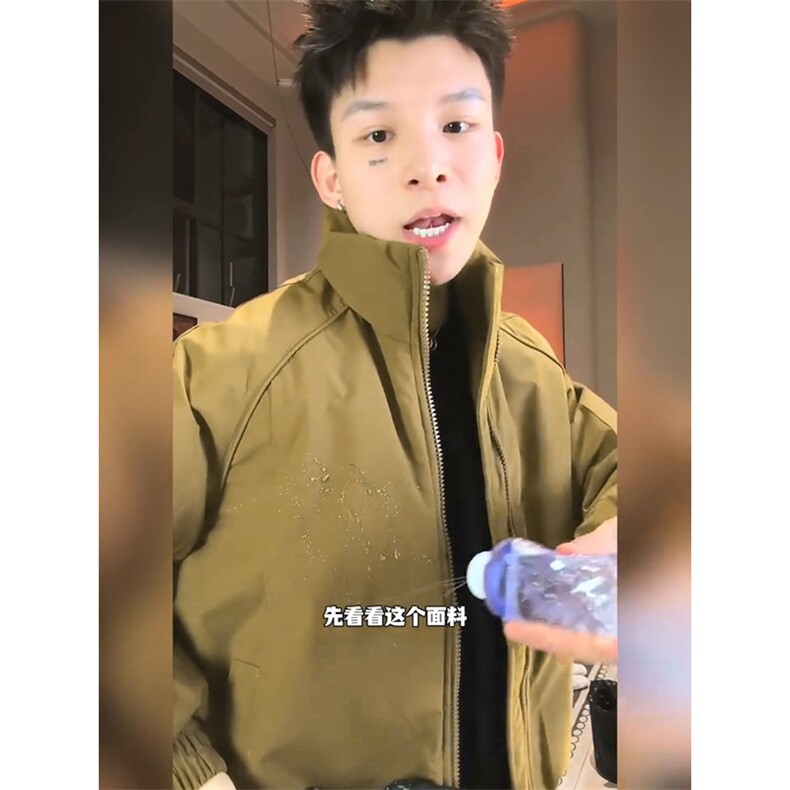 现货美式高街休闲夹克冬季三防立领纯色户外工装加厚棉服外套,男装夹克,电商A486