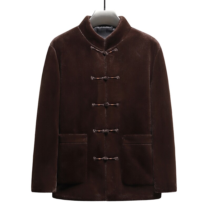 冬季新款盘扣风中年水貂毛皮草唐装外套男士民族服TR118-P245，男装夹克，星座1105-3